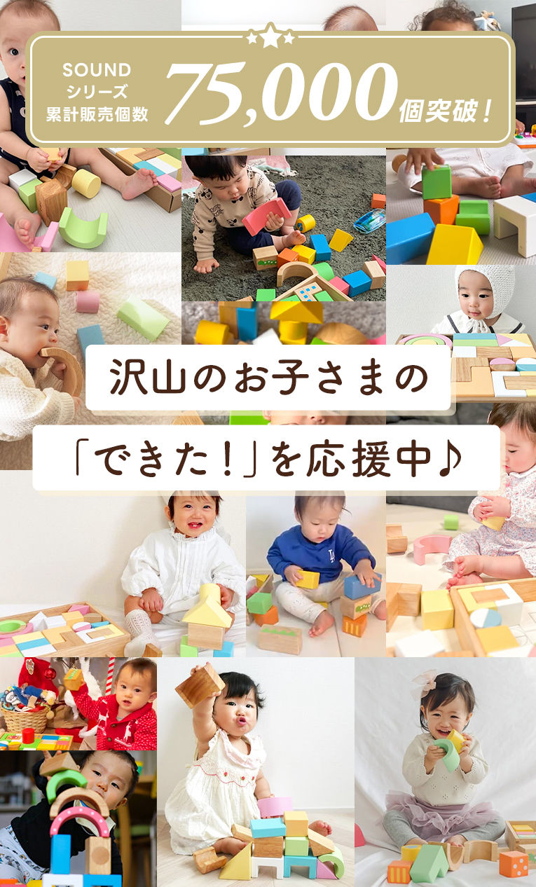 累計販売数33000個突破の赤ちゃんにぴったりの音の鳴る積み木
