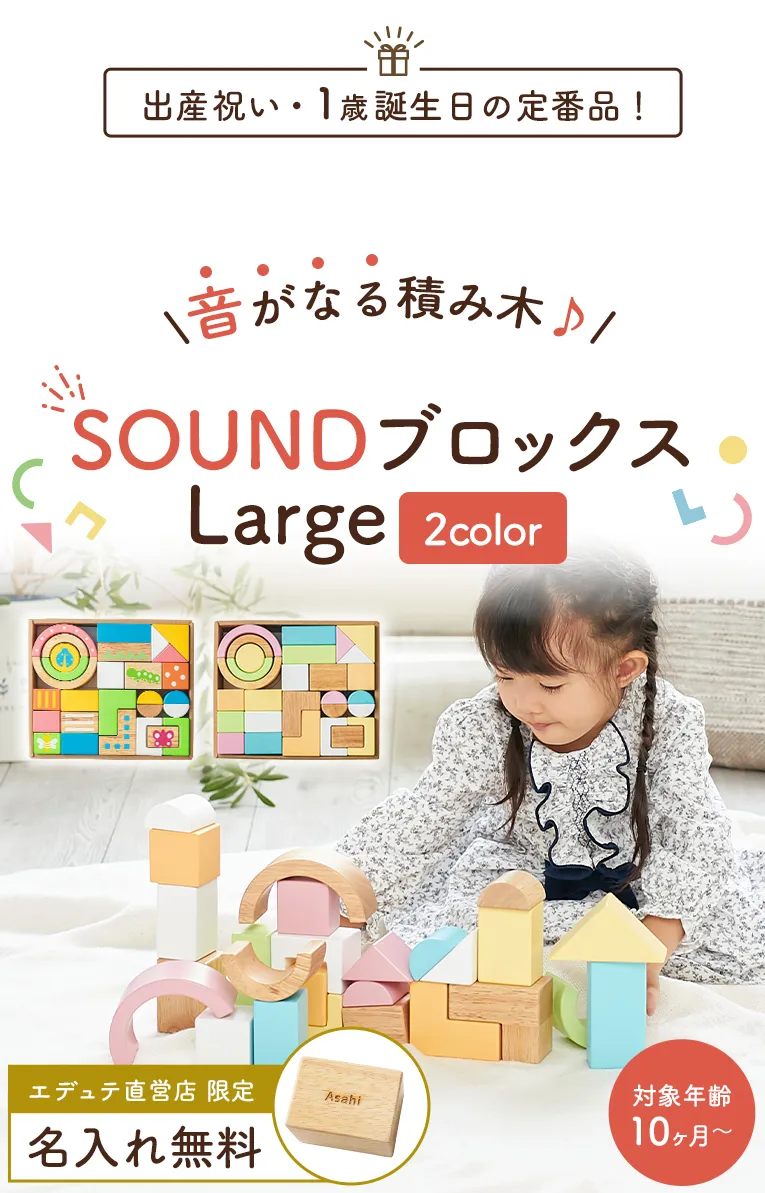 累計販売数33000個突破の赤ちゃんにぴったりの音の鳴る積み木