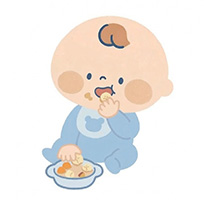 舌でつぶして食べるイラスト