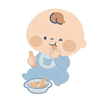 歯ぐきで噛んで食べるイラスト